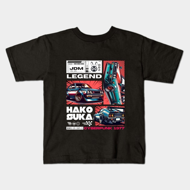 Retro Comic Book Hakosuka JDM Japanese Cyberpunk Kids T-Shirt by COSYMICTEES